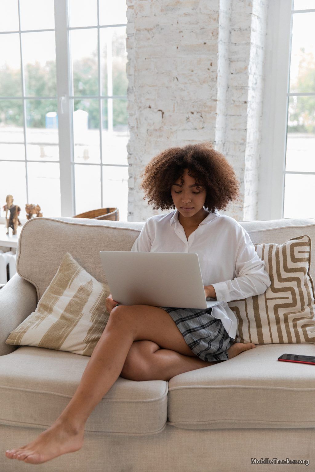 woman browsing web on laptop